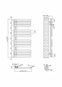 Rinse Bathrooms Prefilled Electric Heated Rail with Timer Designer Flat Panel Thermostatic Brushed Brass 1126x500mm