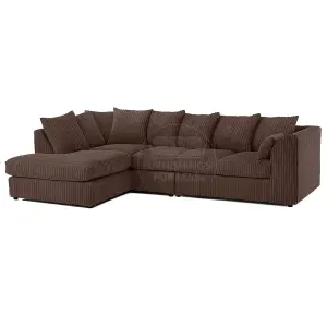 Luxor Chocolate Jumbo Cord Large 5 Seater Corner Sofa Long Left Hand Facing