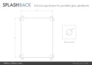 Crystal Clear Glass Kitchen Splashback (Brass Cap) 600mm x 750mm