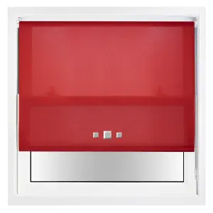 Furnished Trimmable Roller Blind with Triple Square Eyelets and Metal Fittings - Red Daylight Shade (W)240cm x (L)210cm