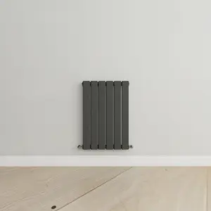 Horizontal Single Flat Panel Radiator, Anthracite (H)600mm x (W)408mm, 6 Tubes , BTU 1328