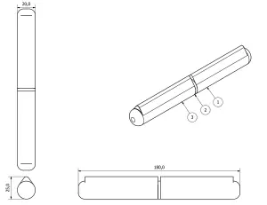 4pk Lift Off Stainless Steel Bullet Hinge Weld On 20x180mm Heavy Duty Door