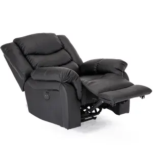 Seattle Electric Automatic Recliner Armchair Sofa Home Lounge Bonded Leather Chair (Black)