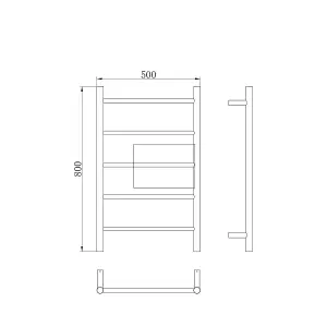 Rinse Bathrooms Stainless Steel Electric Heated Warmer Heated Towel Rail Wall Mounted Straight - 800x500mm Chrome