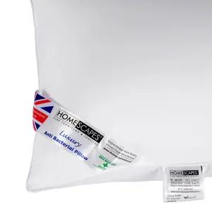 Homescapes Anti Bacterial Pillow Super Microfibre Extra Fill, 48 x 74 cm