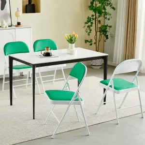 Mcc Direct Set of 4 Folding Dining Chairs Metal Frame Padded Seats Green