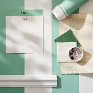 Lick Green & White Painted Stripe 01 Textured Wallpaper Sample