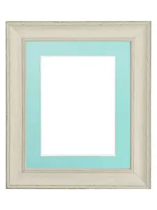 Scandi Pale Grey Frame with Blue Mount for Image Size 4.5 x 2.5 Inch