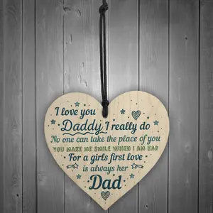 Red Ocean Dad Gifts From Daughter From Son Hanging Wooden Heart Fathers Day Daddy Birthday Card Or Gift For Him