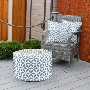 Gardenwize Pair of Outdoor Garden Sofa Chair Furniture Scatter Cushions- Grey/White Geometric Print