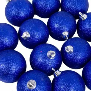 Xmas Glitter Ball Ornament Bauble (Set of 18) Blue