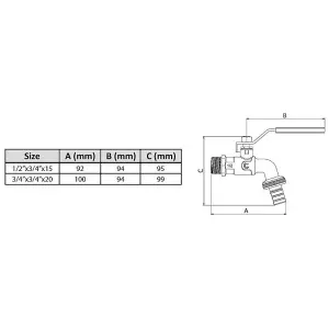 Calido 1/2 Garden Hose Tap BSP Ball Valve Calido Quarter Turn Handle Brass