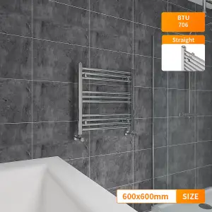 Right Radiators 600x600 mm Straight Heated Towel Rail Radiator Bathroom Ladder Warmer Chrome