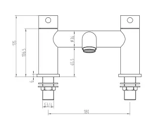 Keenware Richmond Contemporary Bath Mixer Tap: Chrome