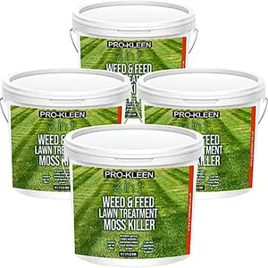 Pro-Kleen 4 in 1 Weed and Feed Lawn Treatment with Moss Killer - Greens Grass, Kills Weeds & Moss & Fertilises Grass 10kg