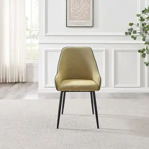 Furniturebox UK Beaumont 2x Sage Green Fabric Black Leg Dining Chair