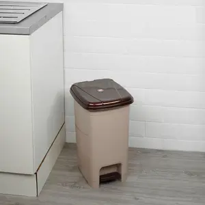 URBNLIVING 25L Slim Pedal Waste Recycling Bin Can Insert Step On Lid Kitchen Bathroom Cappuccino