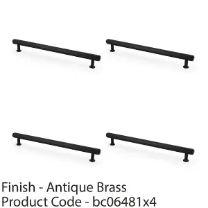 4 PACK - Industrial Hex T Bar Pull Handle - Matt Black 224mm Centres Kitchen Cabinet Door