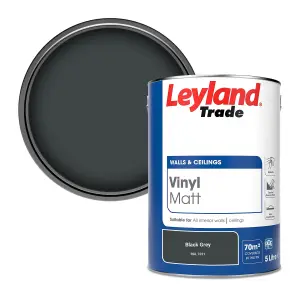 Leyland Trade Vinyl Matt Walls & Ceilings Emulsion Paint Black Grey (RAL 7021) 5L