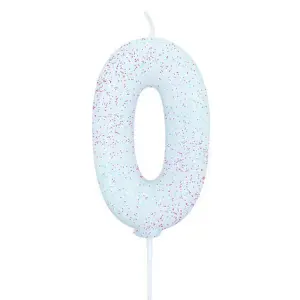 Anniversary House Number 0 Glitter Birthday Pick Candle Iridescent (One Size)