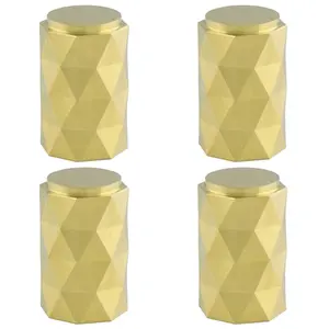 4 PACK - Diamond Cylinder Cupboard Door Knob - 20mm Diameter - Satin Brass Pull Handle