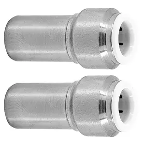 SPARES2GO Radiator Valve 15mm x 10mm Pushfit Chrome Speed Fit Reducing Straight Compression Stem (Pack of 2)