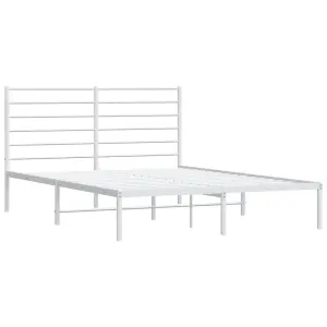 Berkfield Metal Bed Frame with Headboard White 120x200 cm