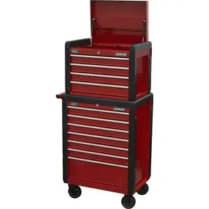 Red 11 Drawer Combination Tool Chest - Versatile Mobile Storage Solution