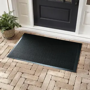 Serdim Rugs Non Slip Dirt Trapper Rubber Edged PVC Barrier Door Entrance Mats Charcoal 60x120 cm