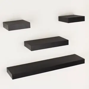 Hudson Shelf Kits, 4 Piece Wall Shelf Kits Black