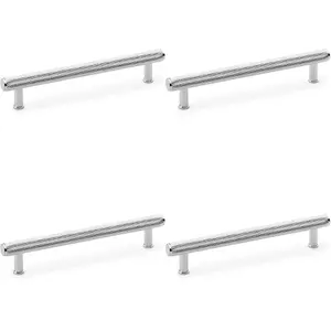 4 PACK - Knurled T Bar Pull Handle - Polished Chrome - 160mm Centres Premium Drawer Door