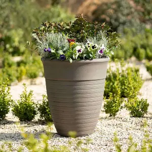 Primrose Tall Round Flower Plant Pot Planter in Grey Stone Effect Medium 57cm