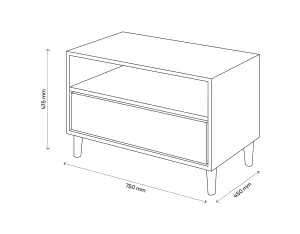 GoodHome Atomia Freestanding White oak effect TV furniture stand, (H)47.5cm x (W)75cm x (D)45cm