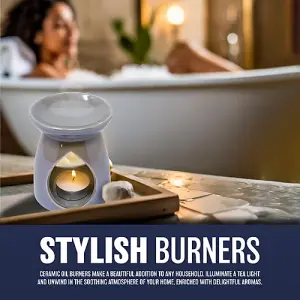 New Pack Of 2 Oval Shape Oil Burner Fragrance Granules Wax Melts Tea Light Ceramic