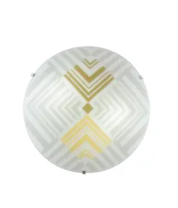 Luminosa SEVENTY 3 Light Patterned Glass Flush Ceiling Light White 40cm