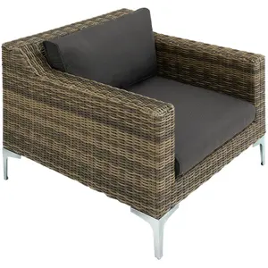 Rattan Garden Furniture Villanova - 2 armchairs, thick seat cushions - Mottled Anthracite