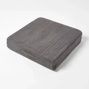 Homescapes Grey Quilted Polyester Armchair Booster Cushion Cover