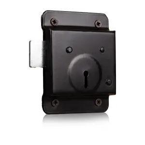 XFORT Traditional 50mm Rim Press Lock, Surface Mounted Black Rim Presslock