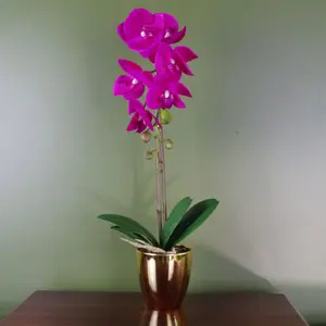 Artificial Orchid Dark Pink Silver 46cm Botanik