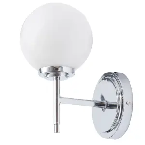 Litecraft Preston Chrome Bathroom Globe Wall Light