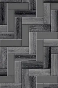 Grey Parquet Vinyl by Remland (Dark Grey, 5m x 2m)