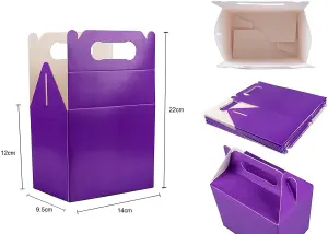 30Pcs Purple Colour Cardboard Lunch Takeaway Birthday Wedding Carry Meal Food Cake Party Box Childrens Loot Bags