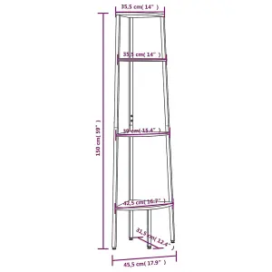 Berkfield 4-Tier Corner Shelf Light Brown and Black 45.5x31.5x150 cm