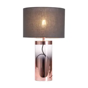 Inlight Erinome Ombre Cylinder Satin Amber & dark grey Copper effect Table light