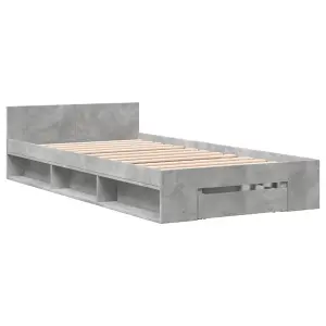 Berkfield Bed Frame with Drawer without Mattress Concrete Grey 75x190 cm Small Single