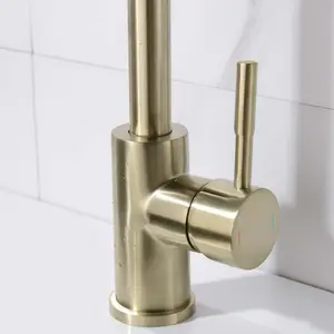 Nes Home Kitchen Single Lever Mixer Tap with Diffuser 360 Swivel Brushed Brass Manhattan