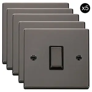 5 PACK - Black Nickel 10A 1 Gang 2 Way Ingot Light Switch - Black Trim - SE Home