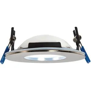 Satin Nickel Recessed Bathroom Downlight - 9W Cool White LED Slim Ceiling Light