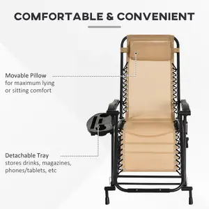 Outsunny Folding Recliner Chair Outdoor Lounge Rocker Zero-Gravity Seat