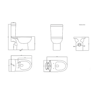 Rinse Bathrooms Contemporary White Ceramic Closed Coupled Bathroom Toilet, Seat, Pan & Cistern